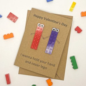 Happy Valentines Day - I Want to Hold Your Hand and Never Lego Card